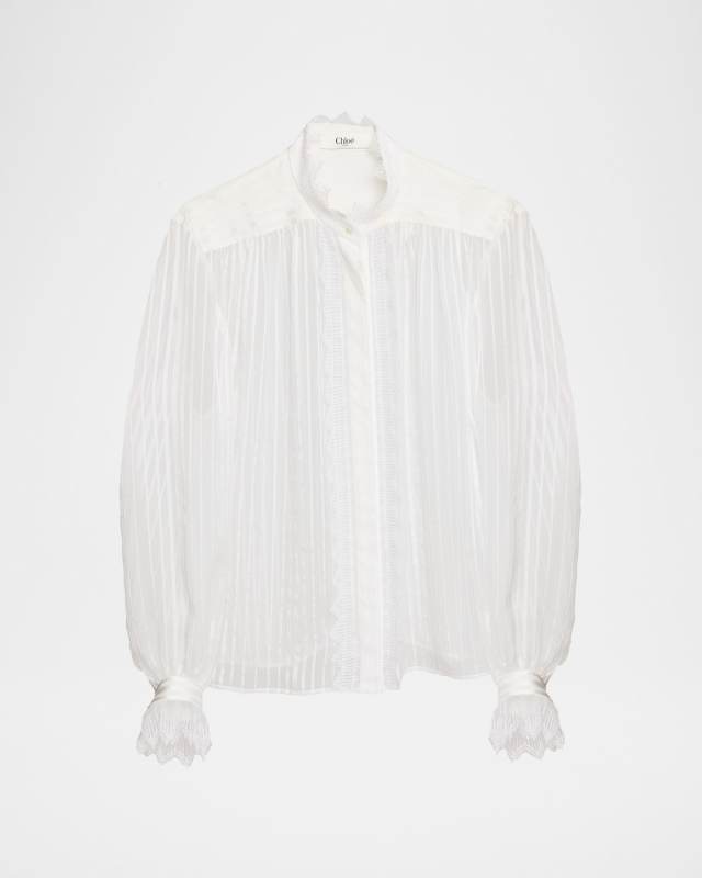 Tonal Striped Silk Blouse